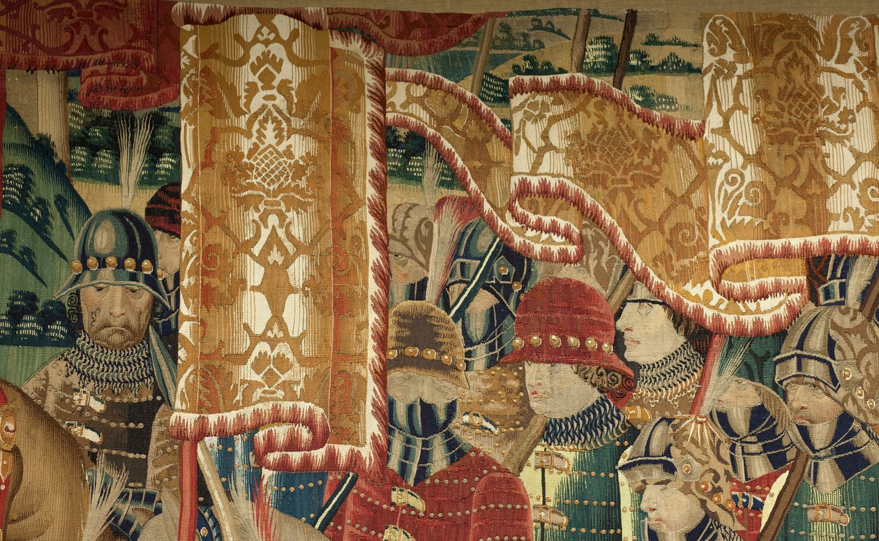 Parochiemuseum van wandtapijten. Vlaamse wandtapijt. De inname van Tanger. Serie Veroveringen van koning Alfonso I van Portugal. Tournai. Wol en zijde. door Flemish School