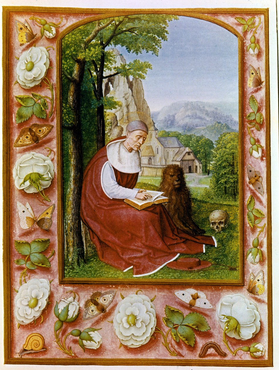 Portret van Sint Hiëronymus. Brevier Grimani daterend uit 1490 - 1510 van de Biblioteca Marciana, Venetië. door Flemish School