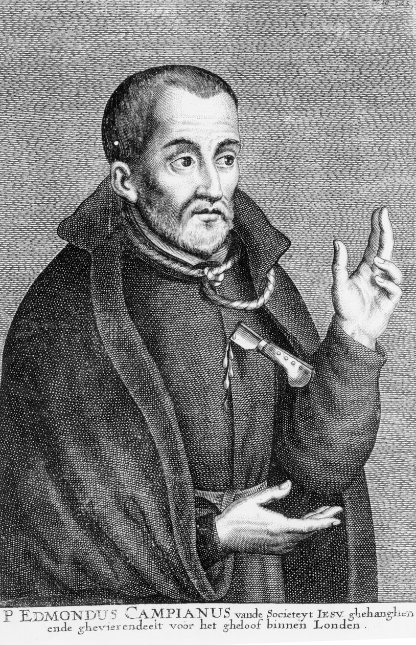 Saint Edmund Campion, van een prent gemaakt door Jacques Neeffs door Flemish School