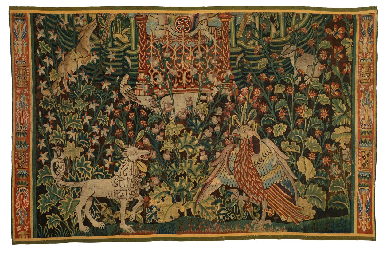 Wandtapijt, Park au Cerfs fragment, gemaakt c.1500-25 door Flemish School