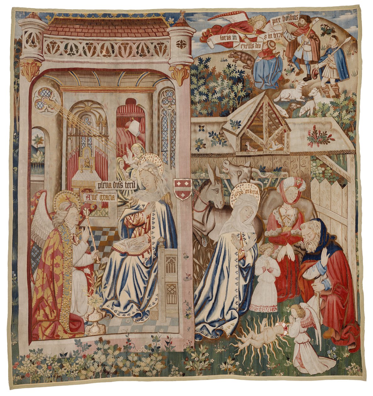Tapijt met de aankondiging en de geboorte van Christus, Tournai door Flemish School