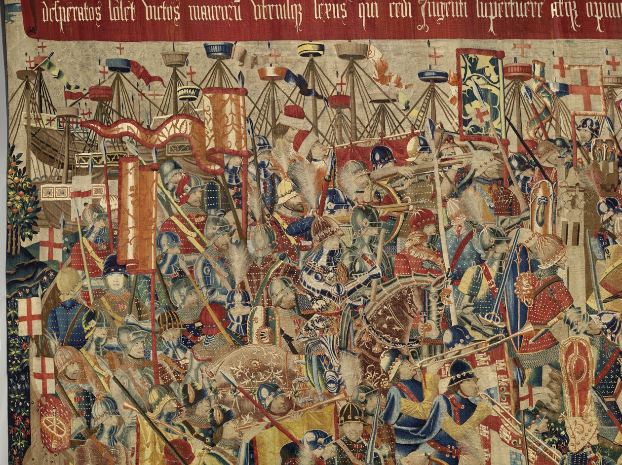 Tapijt met de veroveringen van koning Alfonso V van Portugal (Conquistas de Alfonso V de Portugal), Doornik (detail) door Flemish School
