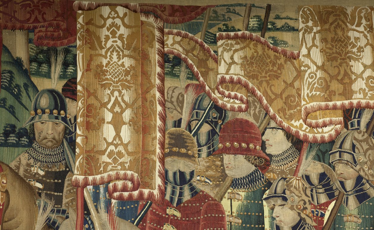 Tapijt met de veroveringen van koning Alfonso V van Portugal (Conquistas de Alfonso V de Portugal), Doornik (detail) door Flemish School