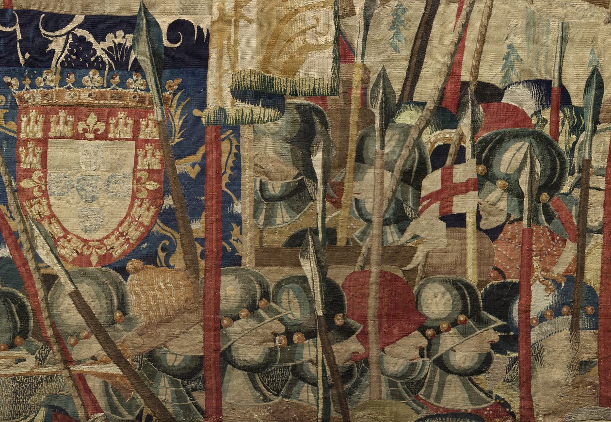 Tapijt met de veroveringen van koning Alfonso V van Portugal (Conquistas de Alfonso V de Portugal), Tournai (detail) door Flemish School