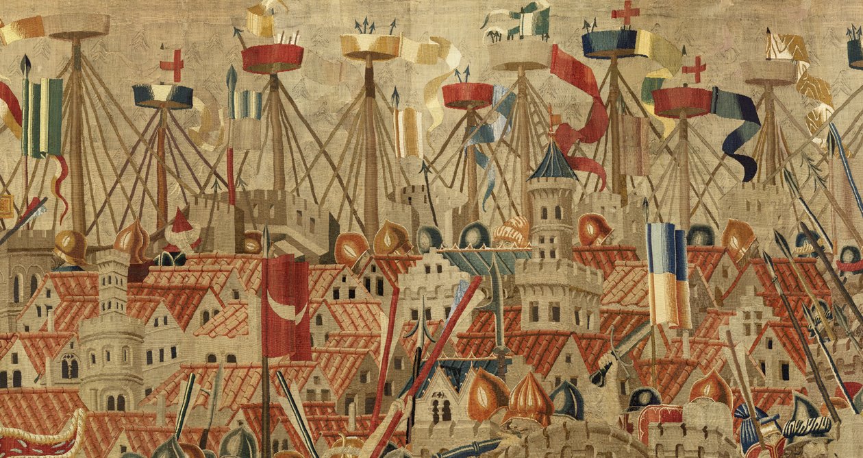 Wandtapijt met de veroveringen van koning Alfons V van Portugal door Flemish School