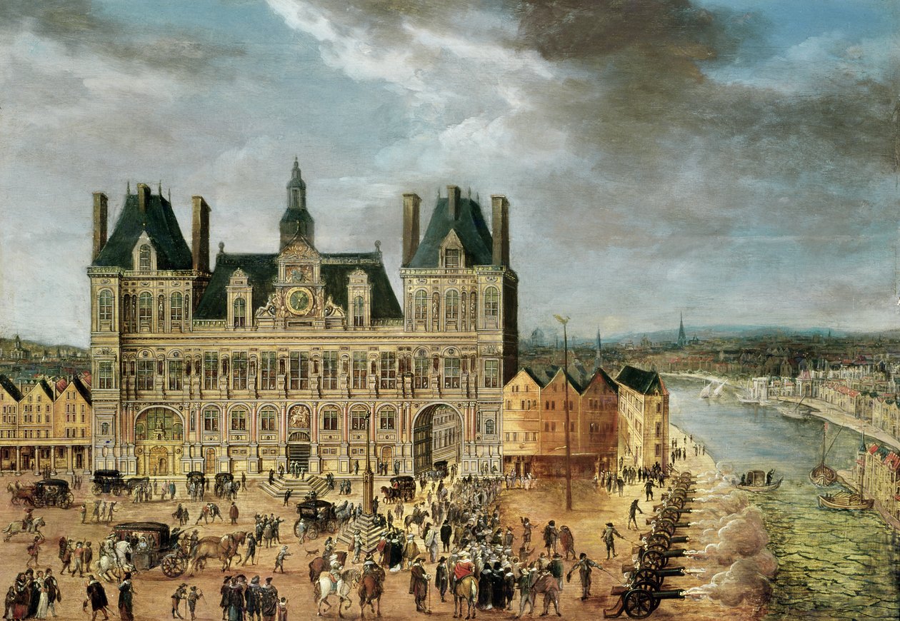 Het stadhuis, Place de Greve door Flemish School