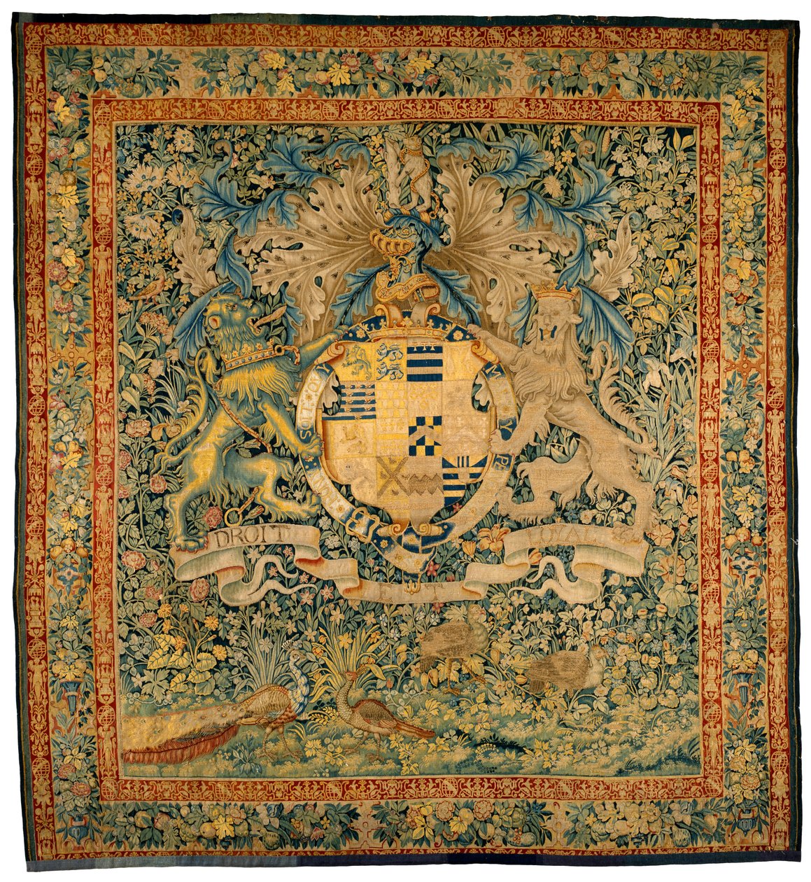 Verdure Wandtapijt Met De Wapens Van Robert Dudley, Graaf Van Leicester, circa 1570-1585 door Flemish School