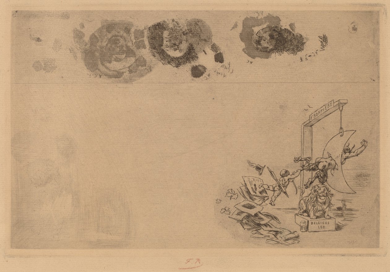 Belgische grens, Billet a Desordre, 1871 door Félicien Rops