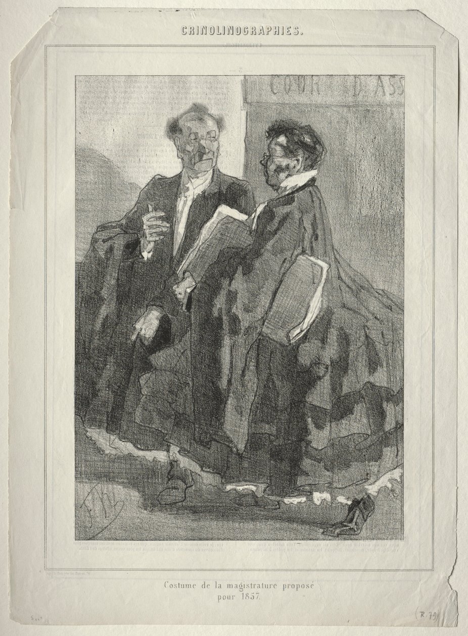 Crinolinografieën. Kostuum van de magistratuur voorgesteld voor 1857 door Félicien Rops