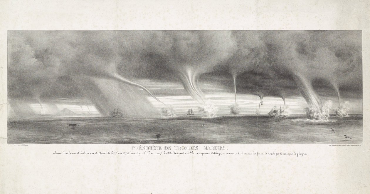 Waterhozen op zee bij Sicilië, 1827 door Félix Achille Beaupoil Saint Aulaire