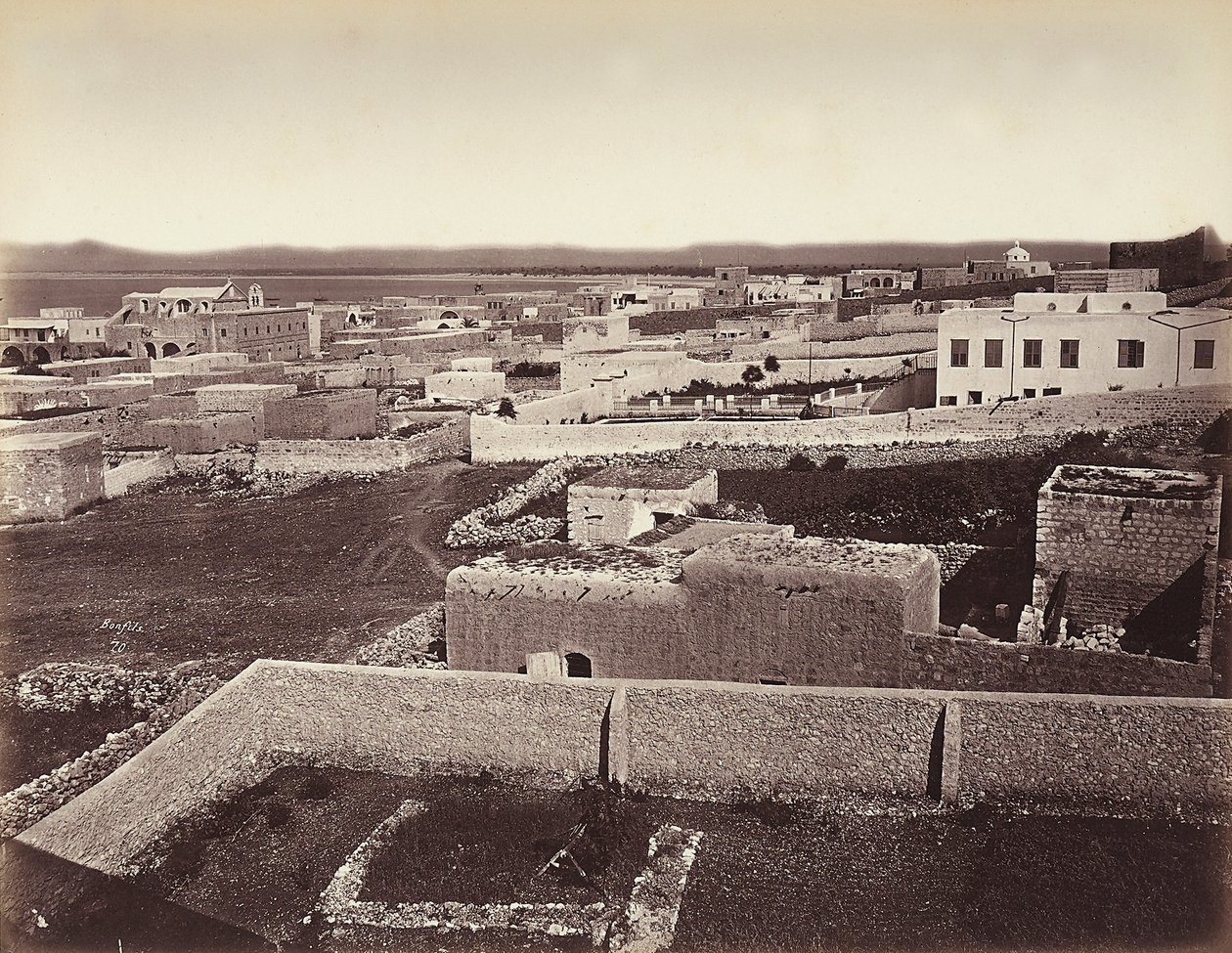 Uitzicht op de stad Haifa, Israël door Félix Bonfils