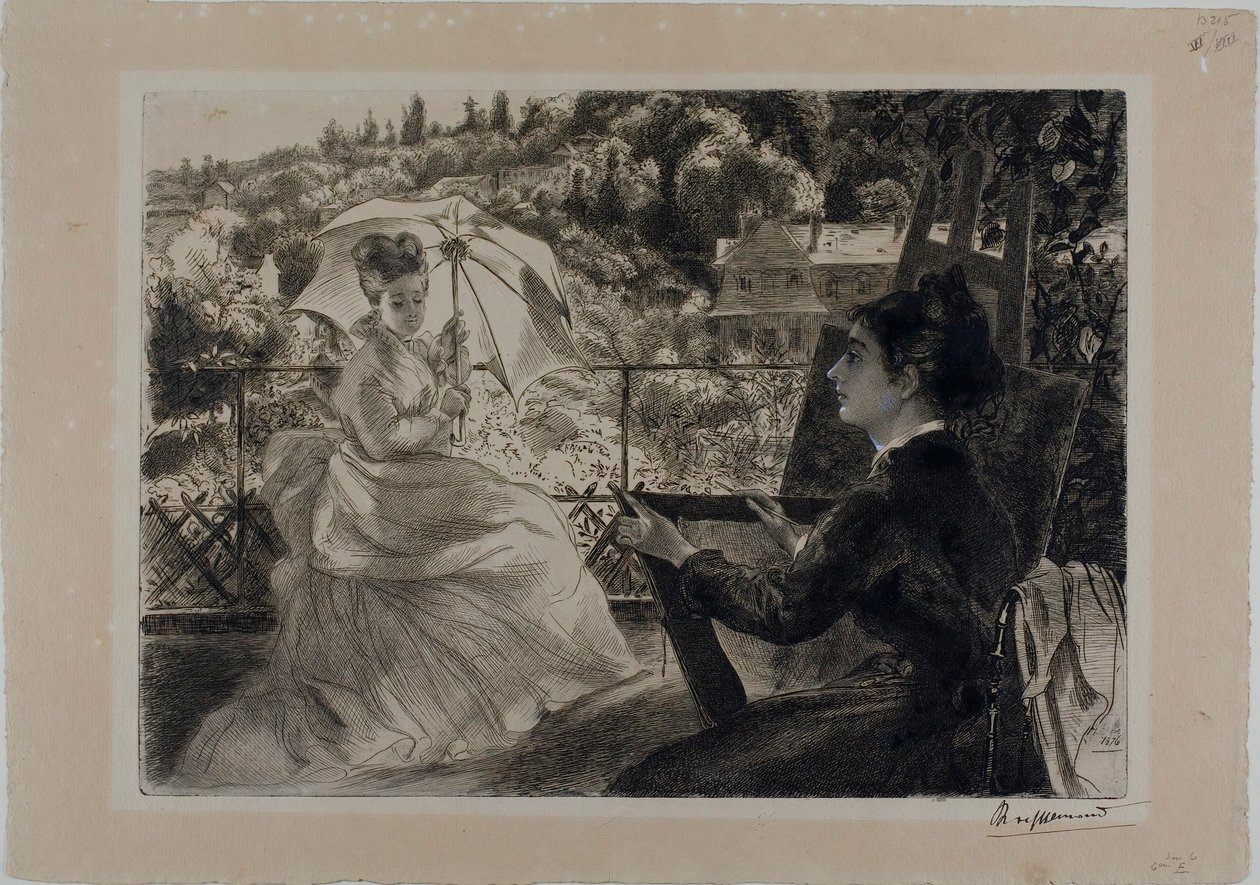 Het terras van de Villa Brancas door Félix Henri Bracquemond