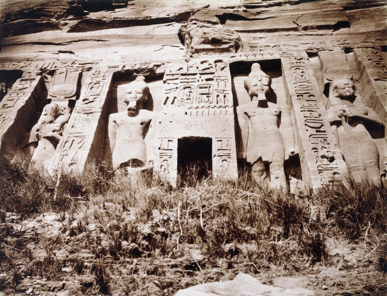 Abou-Sembil, Petit Speos, centrale deel van de gevel, ca. 1853-54 door Félix Teynard