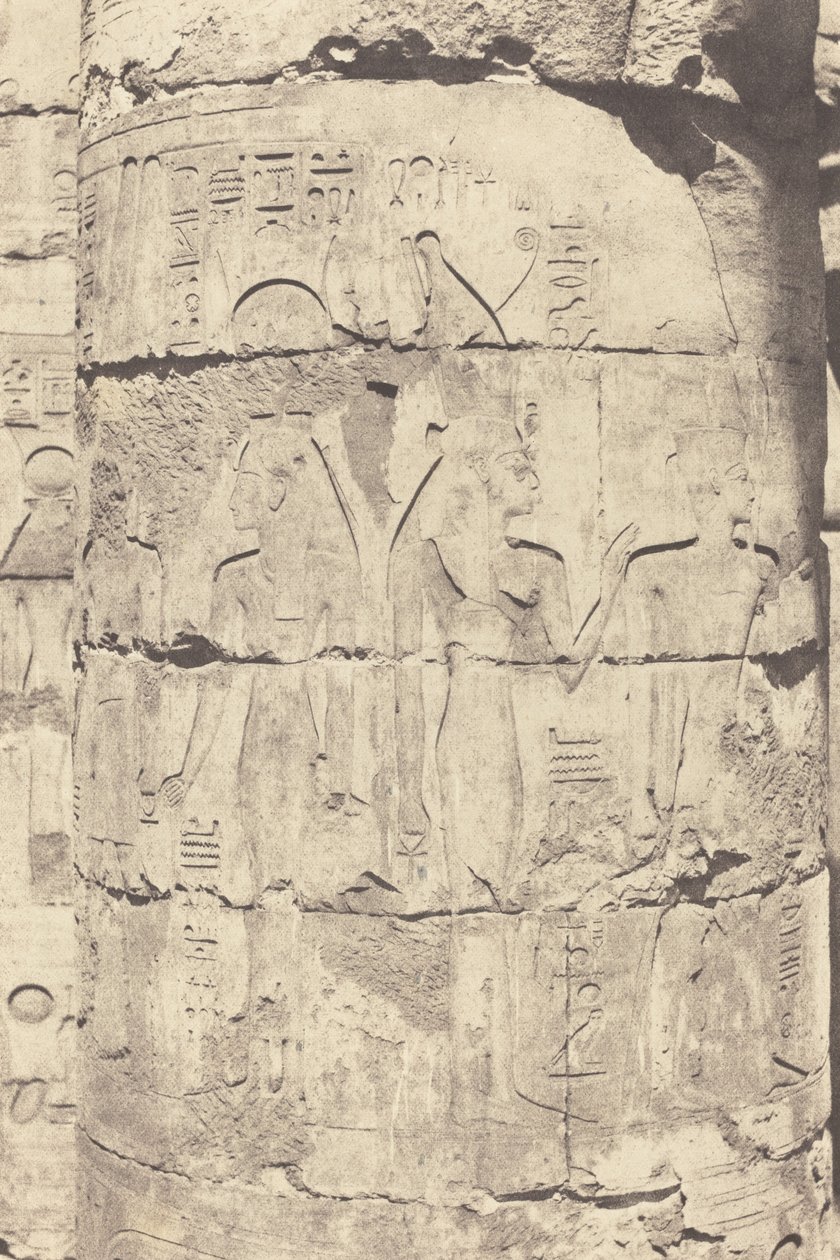 Karnak (Thebe), Paleis--Hypostyle Zaal--Centrale Colonnade--Decoratie van een Schacht door Félix Teynard