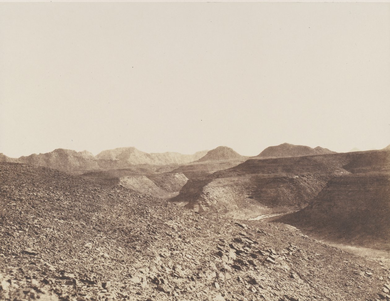 Nubië, Omgeving van Ibrim, Arabische keten - Uitzicht op een ravijn, 1851-52 door Félix Teynard