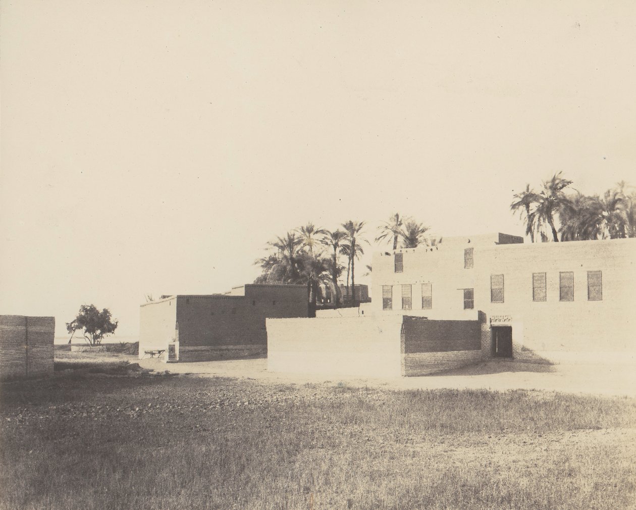 Syout, Arabische woningen aan de oever van de Nijl, 1851-52, gedrukt 1853-54 door Félix Teynard