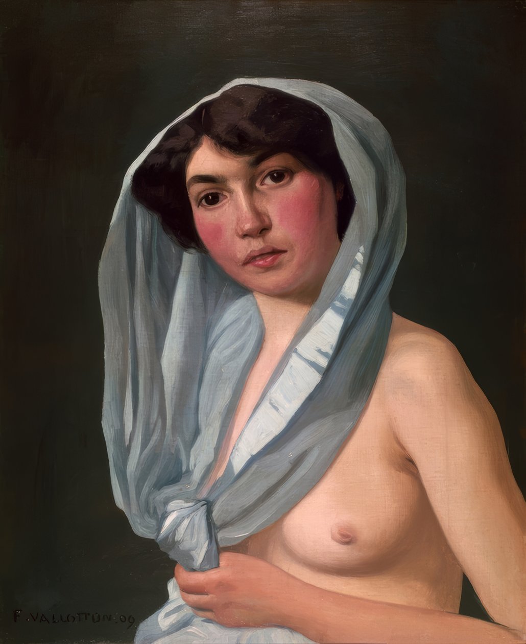 Vrouw met blauwe sjaal door Félix Vallotton