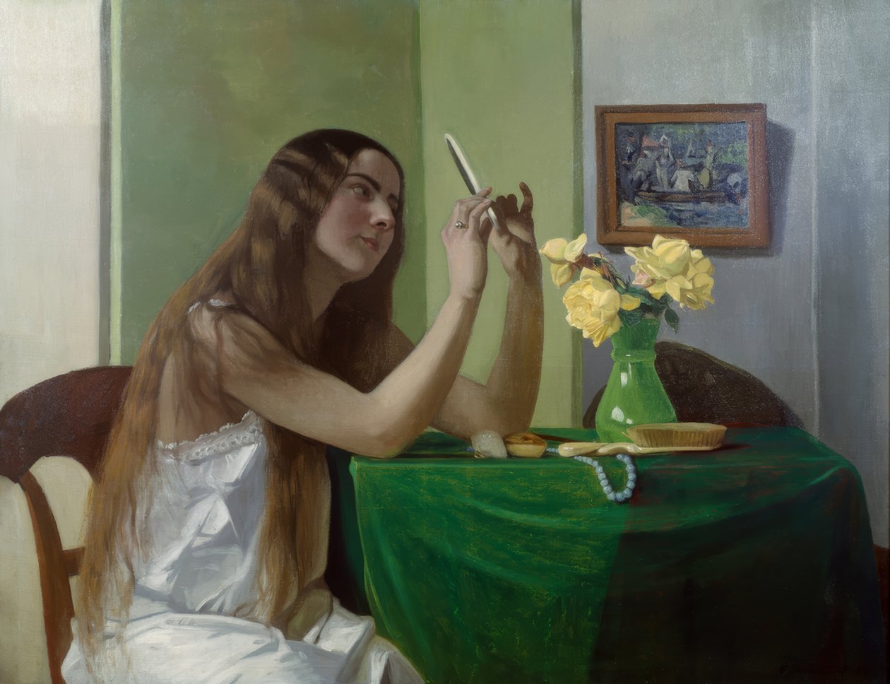 Jong meisje met spiegel door Félix Vallotton