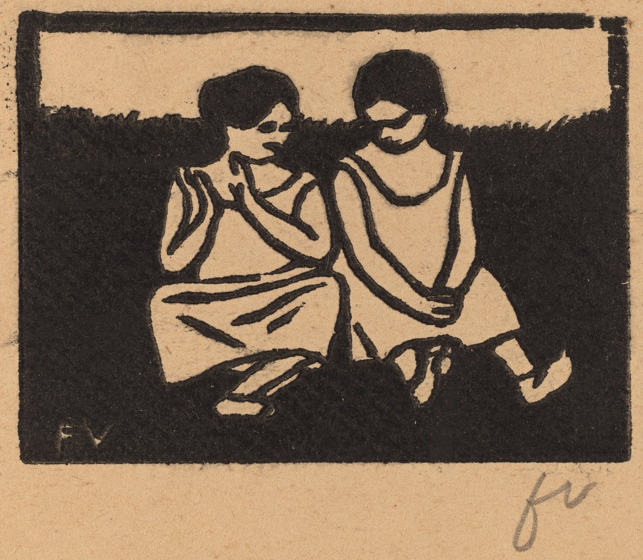 Twee meisjes in hemden, 1893 door Félix Vallotton