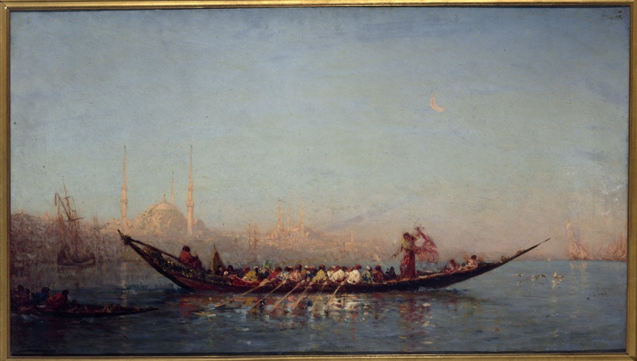 Constantinopel, de caïque van de Sultana, tussen 1880 en 1890 door Félix Ziem