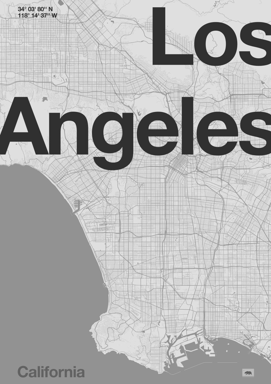 Los Angeles minimalistische kaart door Florent Bodart