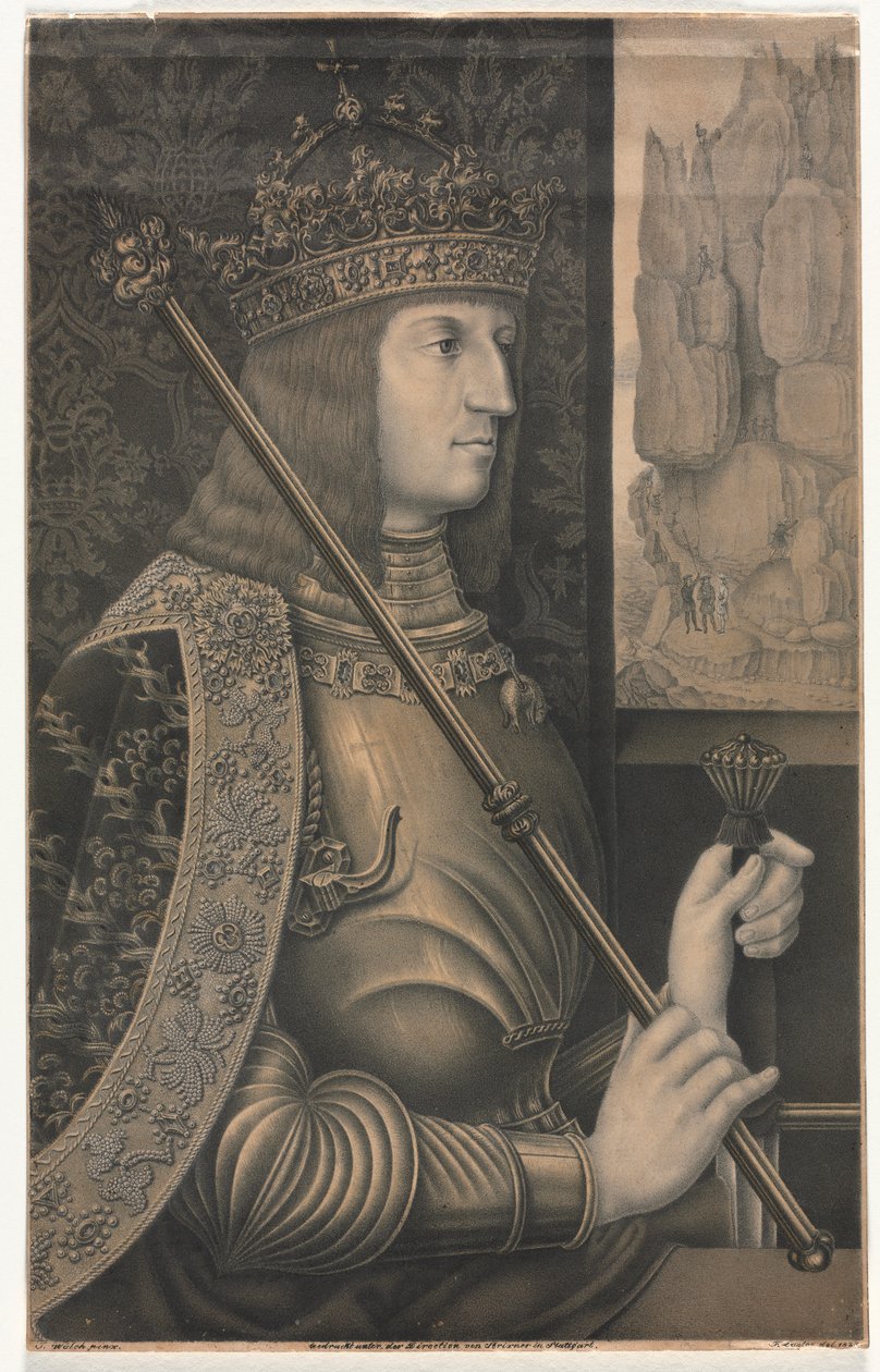 Portret van keizer Maximiliaan I met kroon en scepter, 1825 door Florentin Lauter