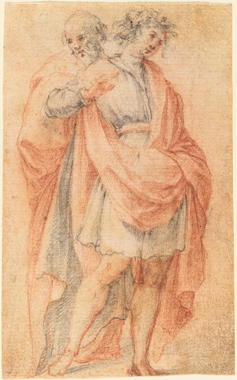 Twee Mannelijke Figuren: Een Jongeling en een Oude Man door Florentine 17th Century