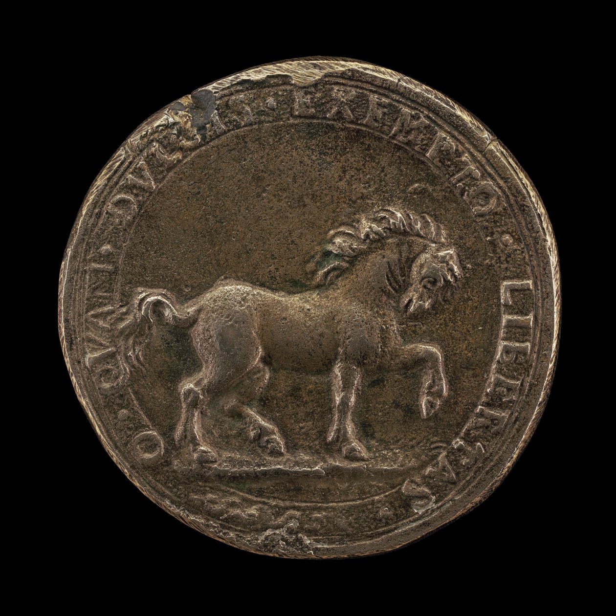 Paard dat de aarde schraapt, ca. 1545 (gegoten niet-zilver) (achterkant van 6240388) door Florentine School
