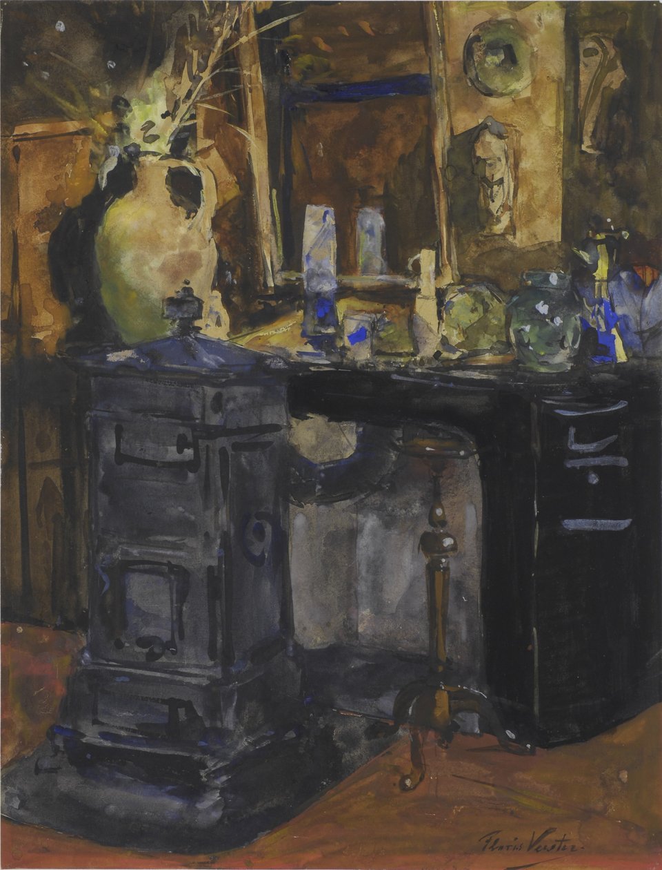 Gezicht in het atelier van Floris Verster door Floris Verster