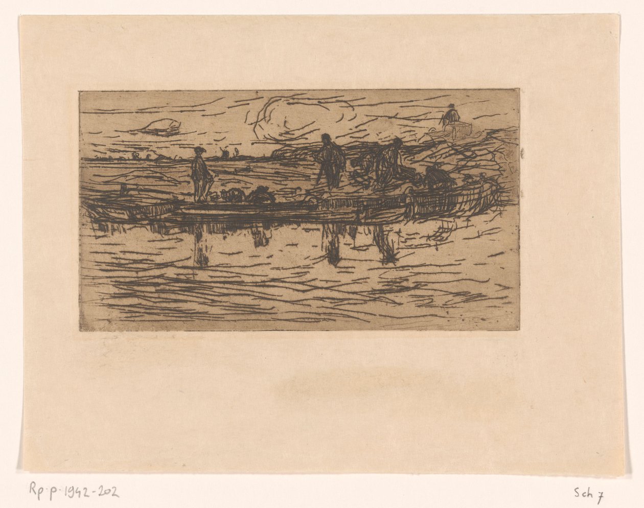 Landschap met twee figuren aan het water door Floris Verster