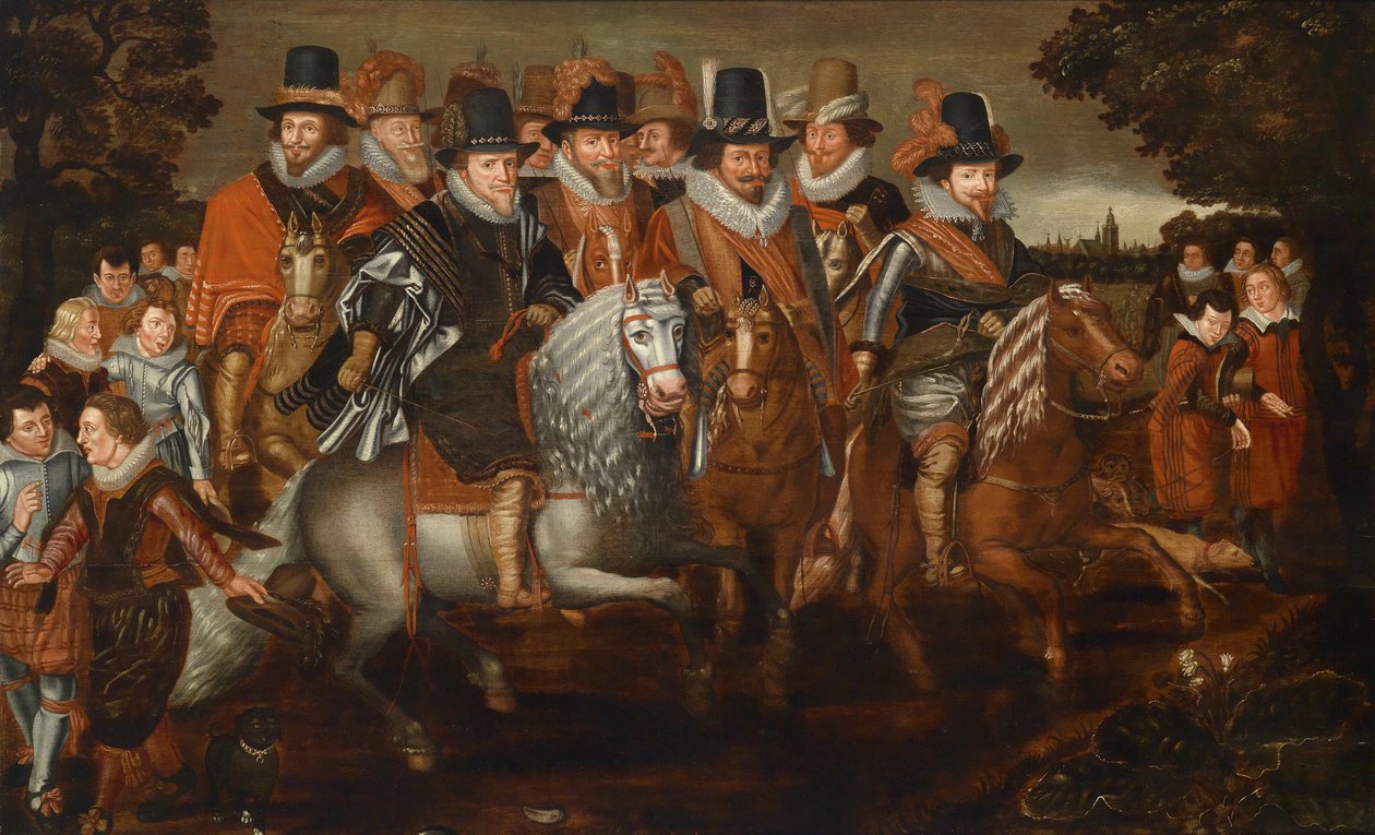 Moritz (1567-1625), Philipp Wilhelm (1558-1618), Friedrich Heinrich (1584-1647) door Follower of Adriaen van de Venne