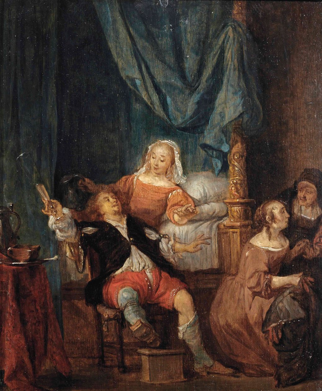 De verloren zoon in het bordeel door Follower of Gabriël Metsu