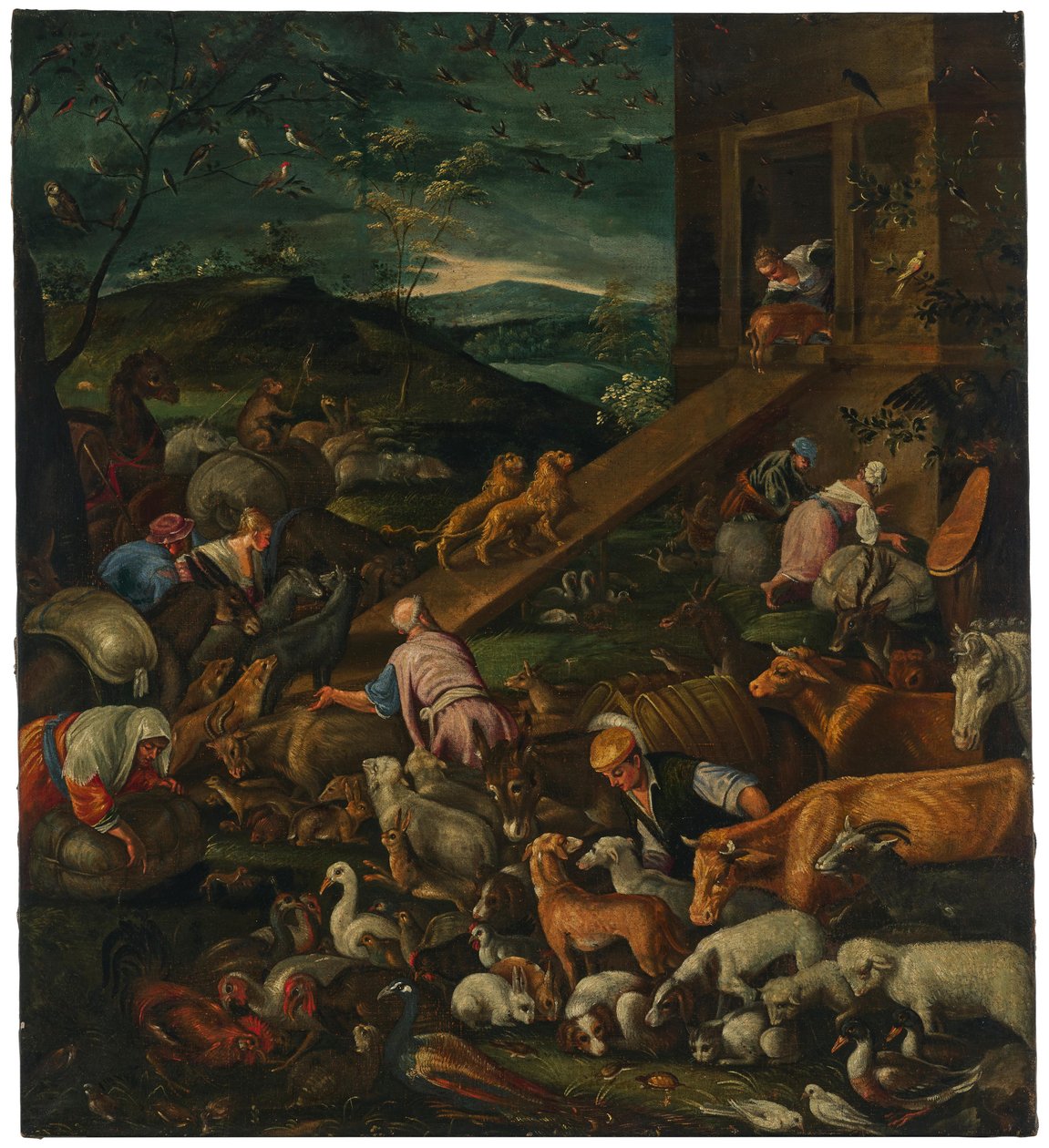 Jacopo Bassano (opvolger) Intocht van de dieren in de ark van Noach door Follower of Jacopo Bassano