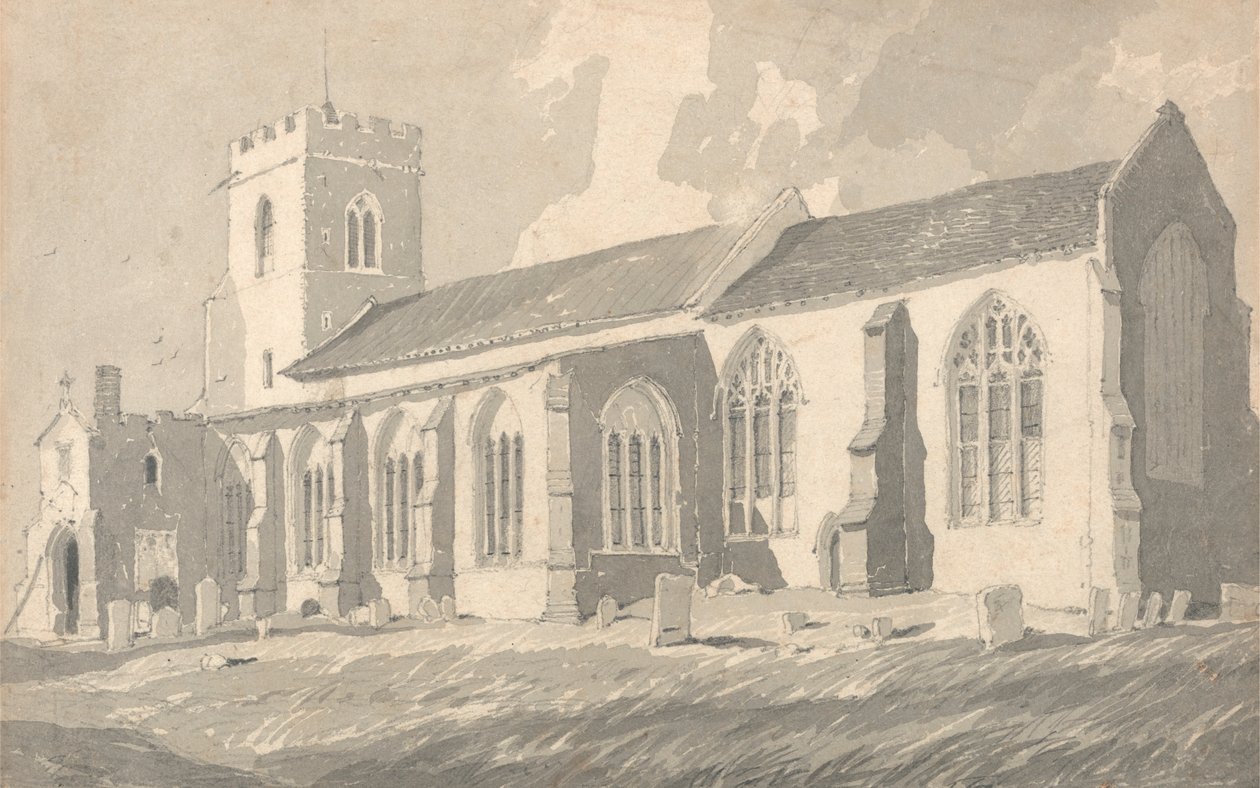 Zuidzijde van Catfield Church, Norfolk door Follower of John Sell Cotman