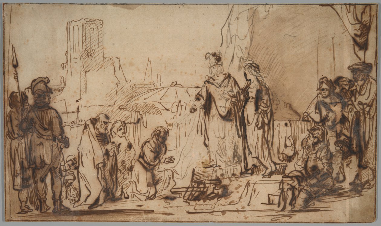 Scipio die de Spaanse Bruid Teruggeeft aan Haar Familie door Follower of Rembrandt van Rijn