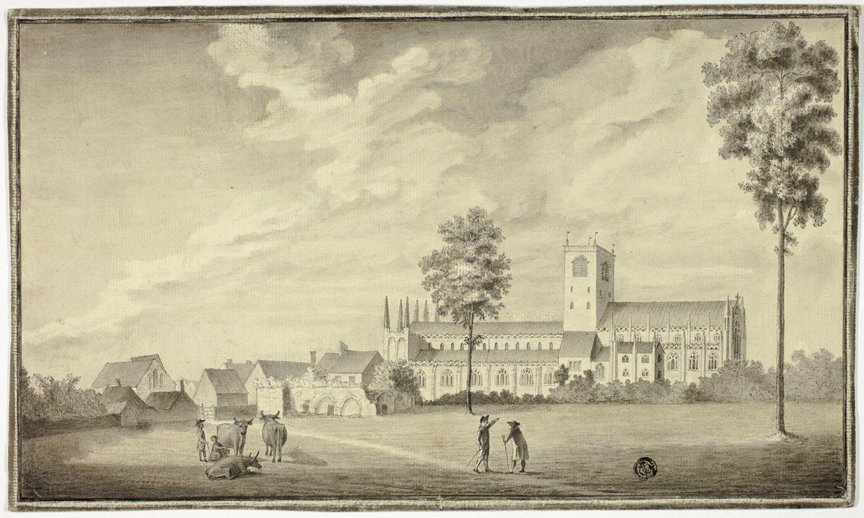 Oude abdijkerk door Follower of Samuel Hieronymus Grimm