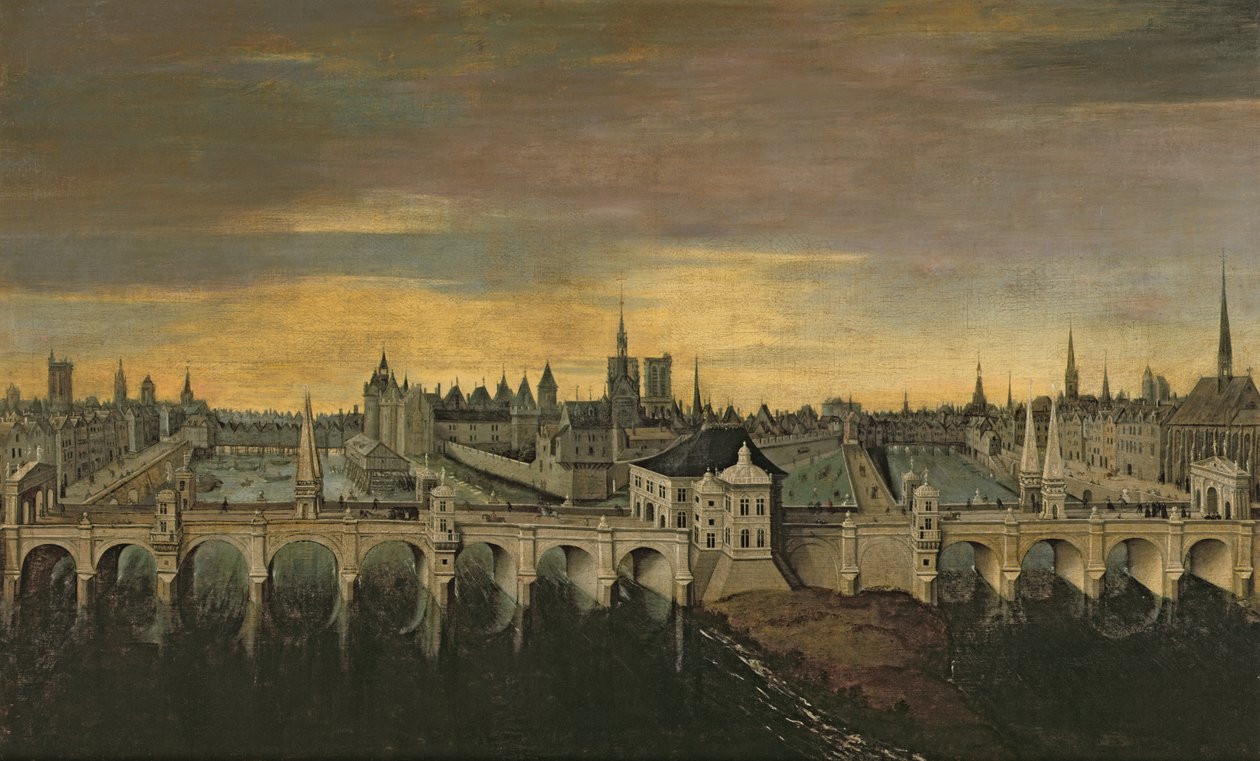 Ontwerp voor de bouw van de Pont-Neuf, ca. 1577 door Fontainebleau School