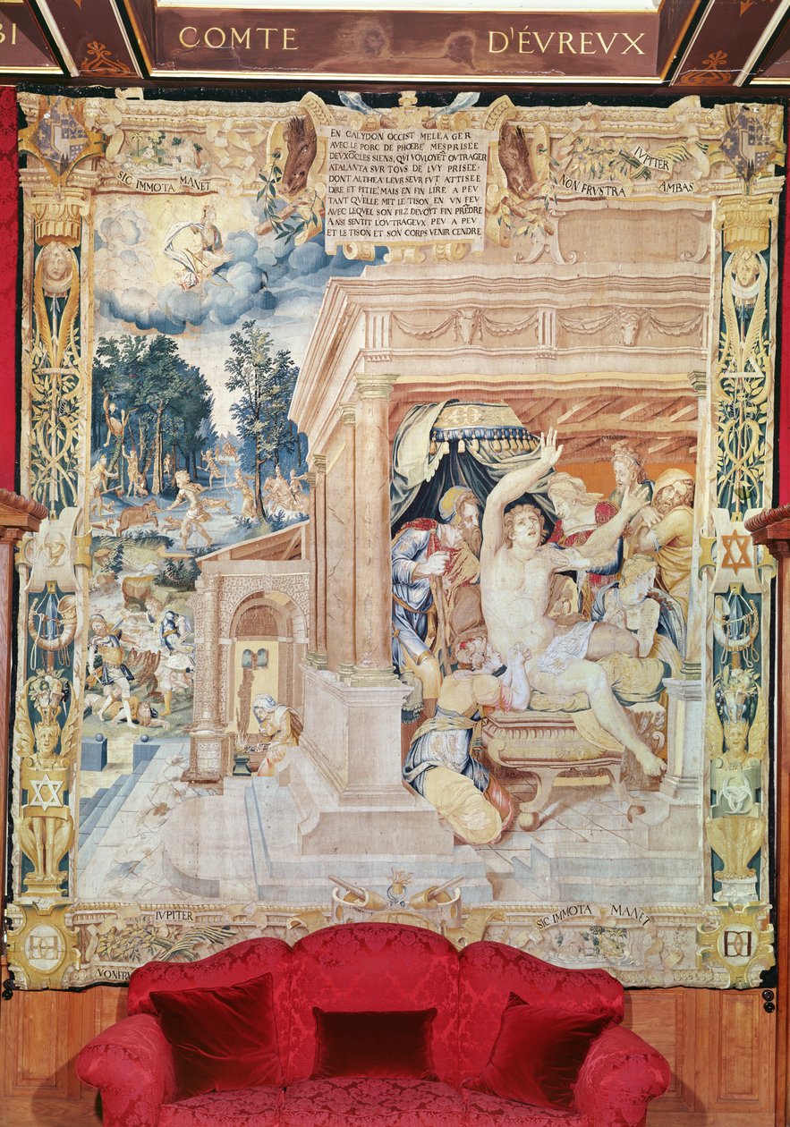 Atalanta en Meleager, uit het verhaal van Diana door Fontainebleau School