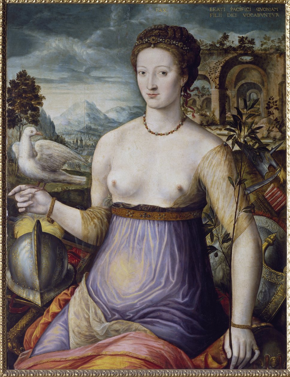 De allegorie van de Vrede, of Diane de Poitiers met een duif door Fontainebleau School