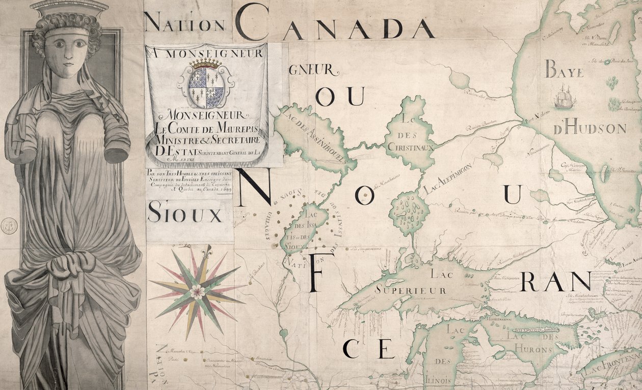 Kaart van Nouvelle-France (Canada) 1699 door Fonville