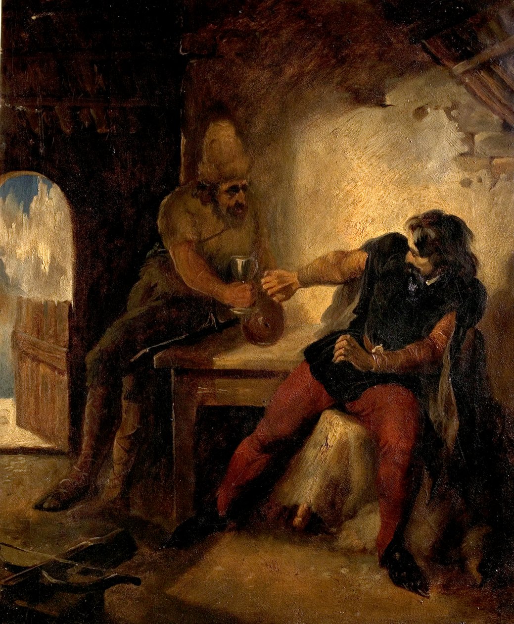 Manfred in de hut van de gemzenjagers, ca. 1850 door Ford Madox Brown