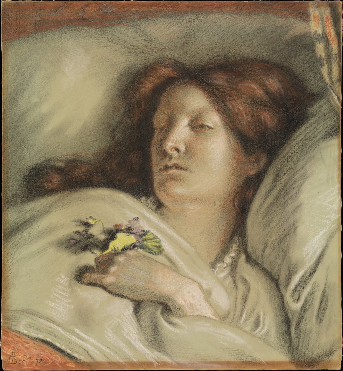 De herstellende (Portret van de vrouw van de kunstenaar) door Ford Madox Brown