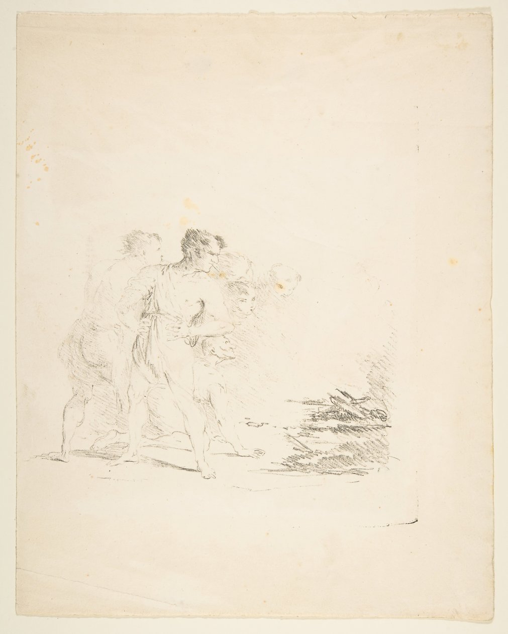 Mannen die op een vuur spugen, ca. 1820-1850 door Formerly attributed to Goya