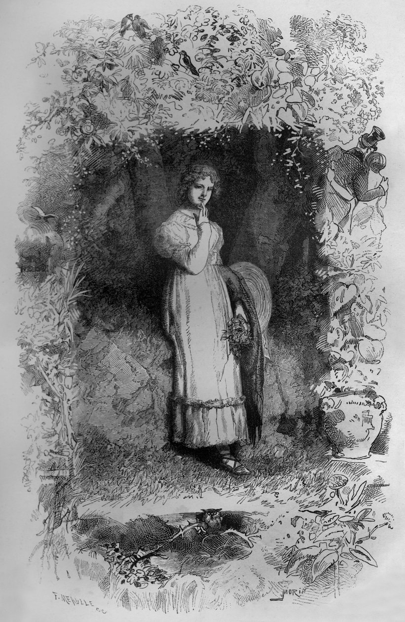Fantine, illustratie van de roman Les Miserables door Victor Hugo, gravure door Fortune Meaulle door Fortune Louis Meaulle