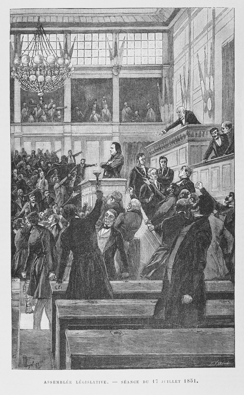 Victor Hugo (1802-85) bij de Wetgevende Vergadering houdt een Toespraak over de Herziening van de Grondwet op 17 juli 1851, ca. 1885 door Fortune Louis Meaulle
