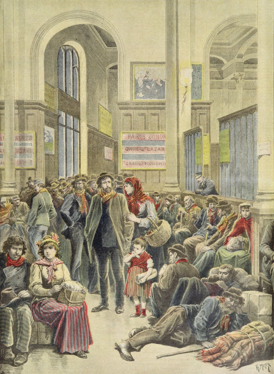 Italiaanse emigranten op Gare Saint-Lazare, uit 