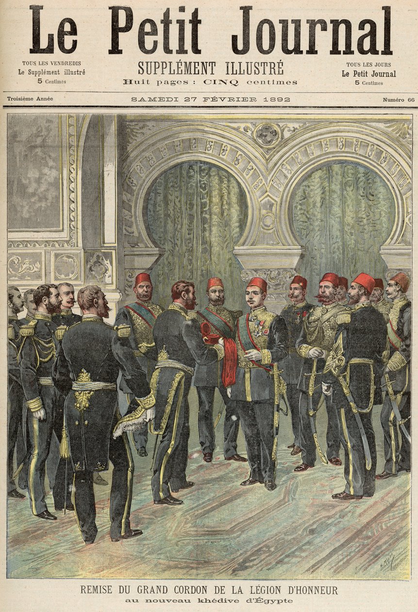 Terugkeer van het Grootlint van het Legioen van Eer naar de Nieuwe Khedive van Egypte, uit 