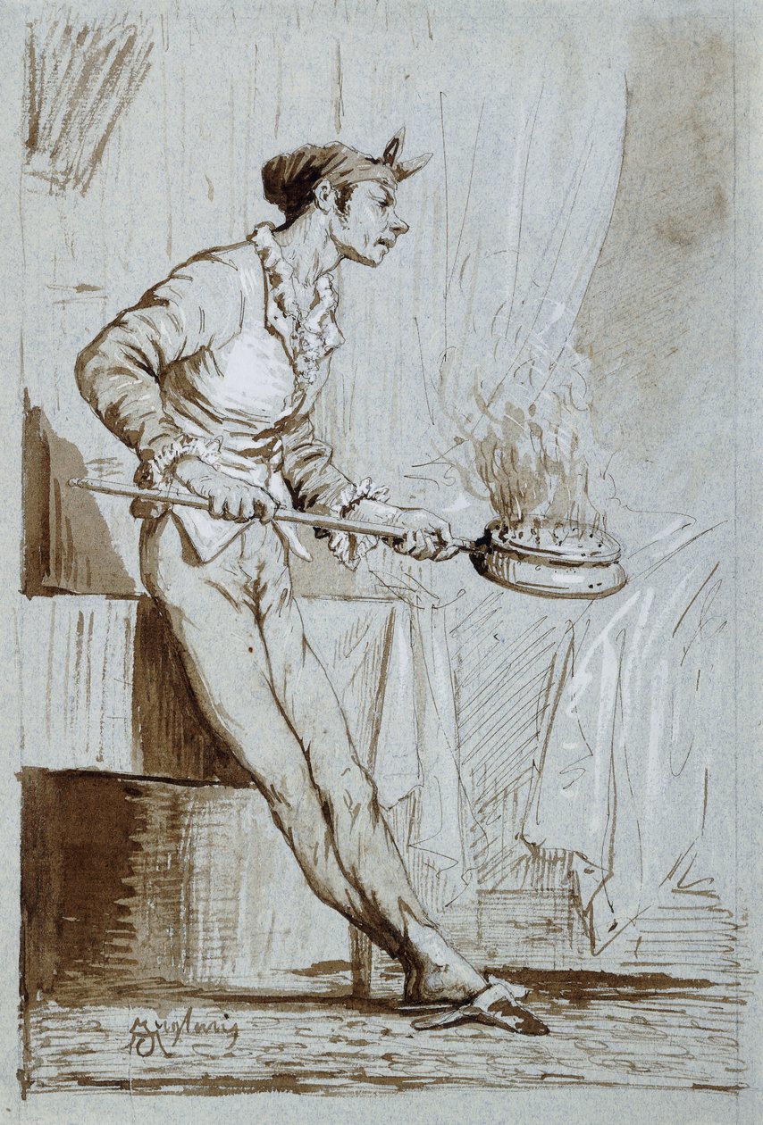 Dienstmeid met een beddenwarmer door Fortuny y Carbó