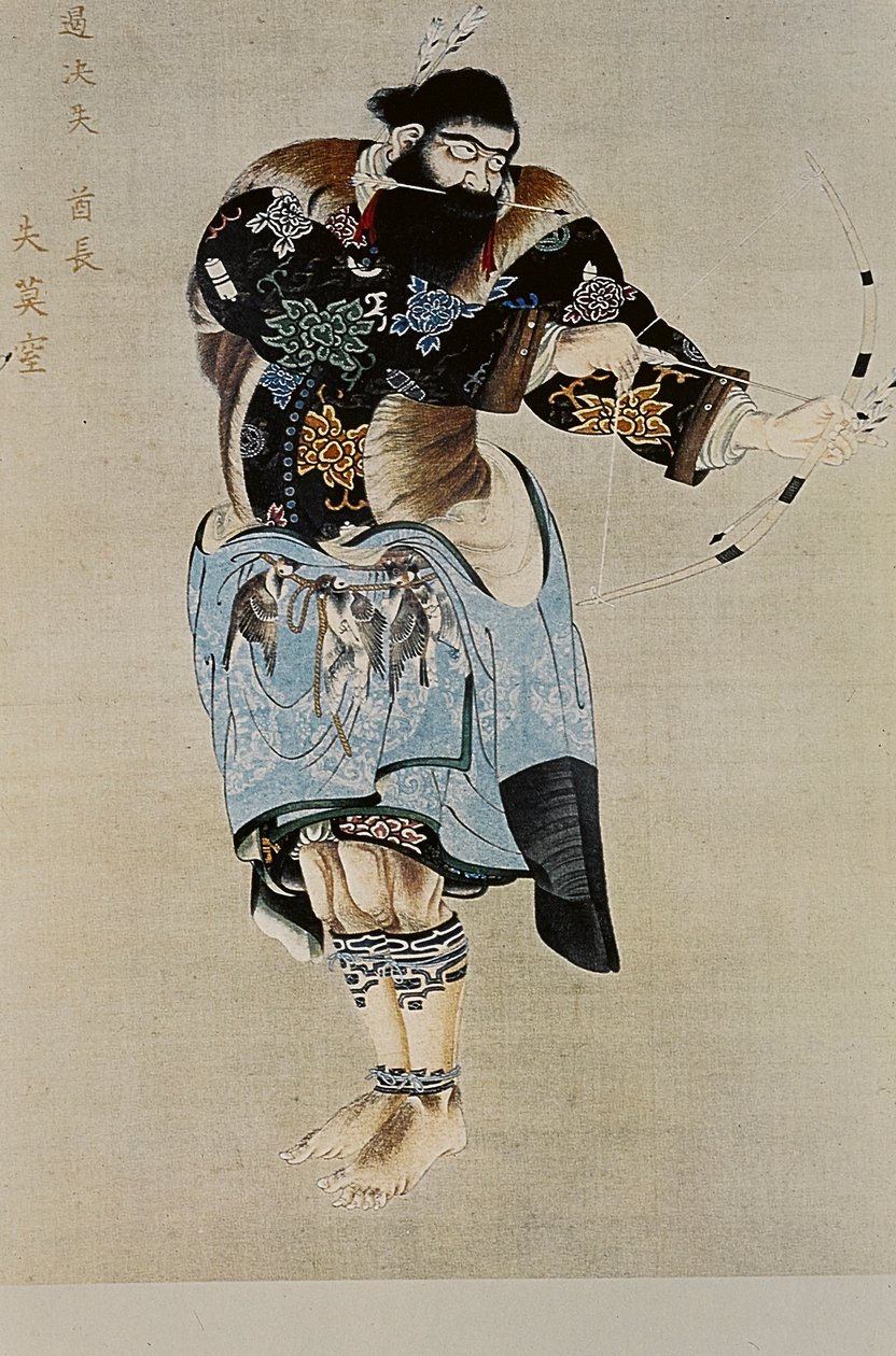 De grote leiders van de achttiende-eeuwse Ainu: Itokoi en Shinichi uit Akkeshi, Chosama uit Uraashibetsu en Shonko uit Noshappu, in het bijzonder, illustratie door Fosco Maraini