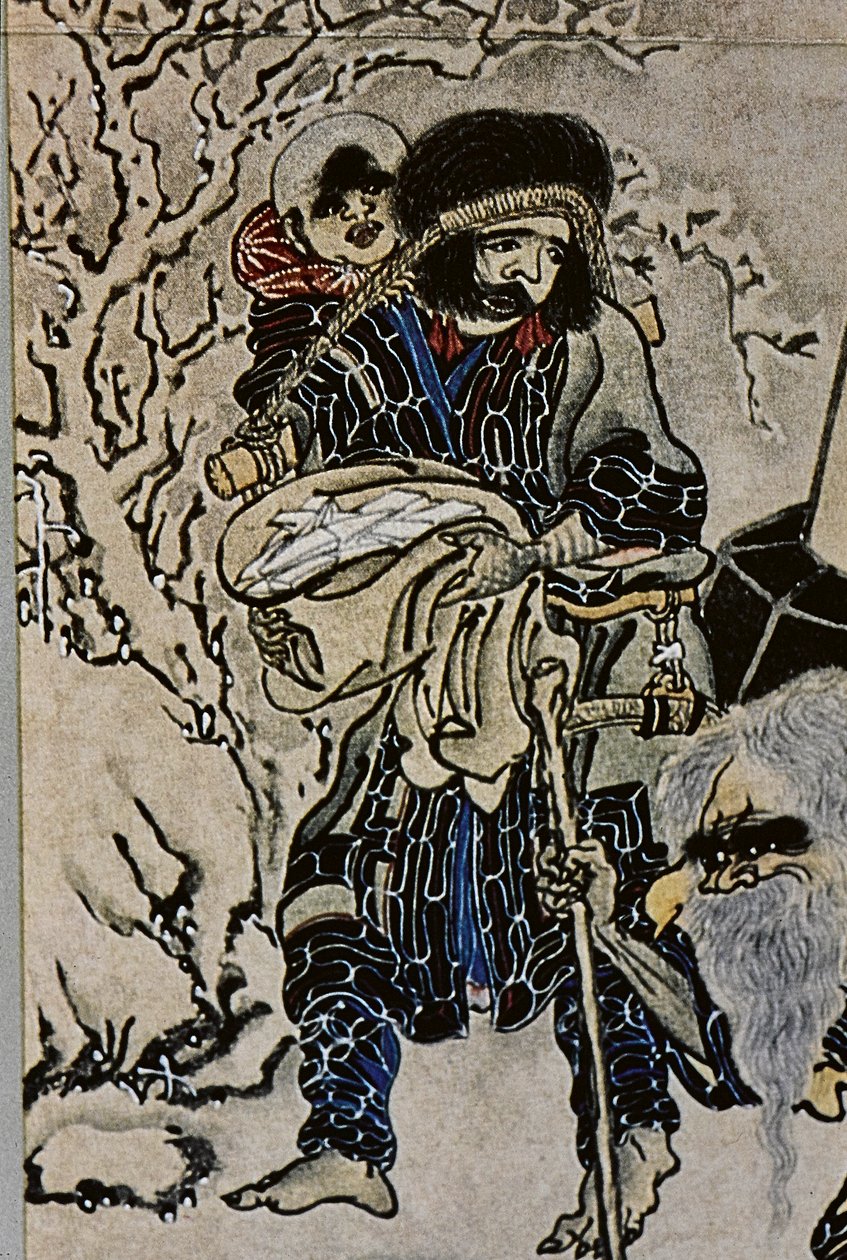 De grote leiders van de achttiende-eeuwse Ainu: Itokoi en Shinichi uit Akkeshi, Chosama uit Uraashibetsu en Shonko uit Noshappu, in het bijzonder, illustratie door Fosco Maraini
